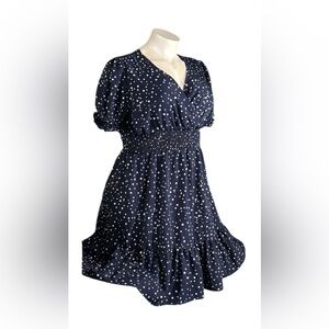 Navy & White Polkadot Dress NWOT (fits small)